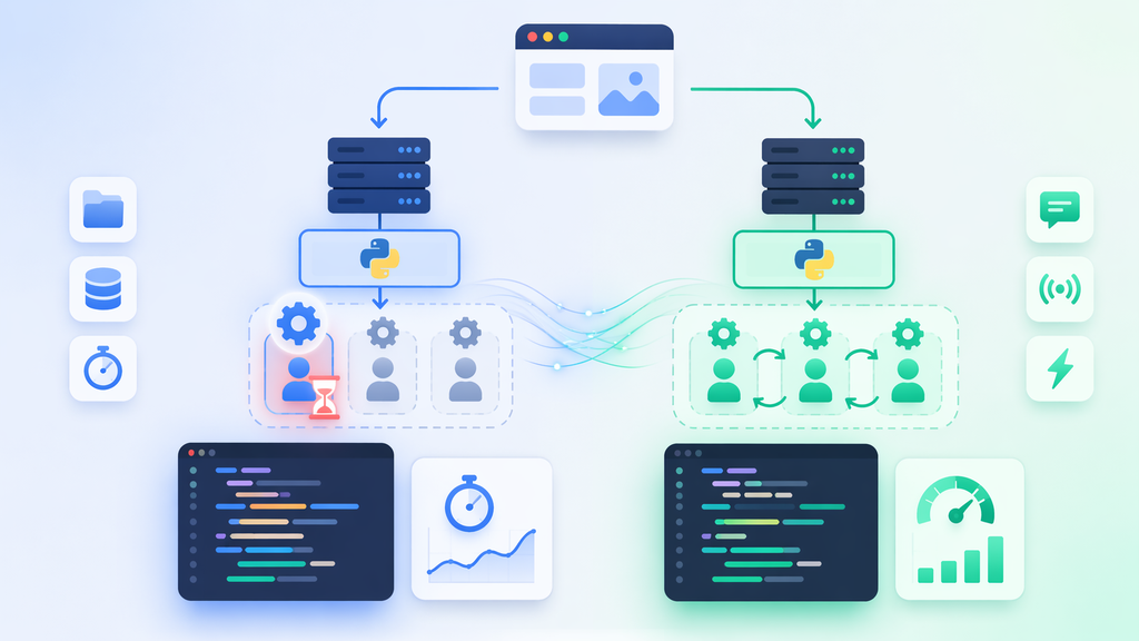 WSGI vs ASGI na prática: entenda as diferenças, desempenho, concorrência e como escolher entre Django e FastAPI para aplicações escaláveis